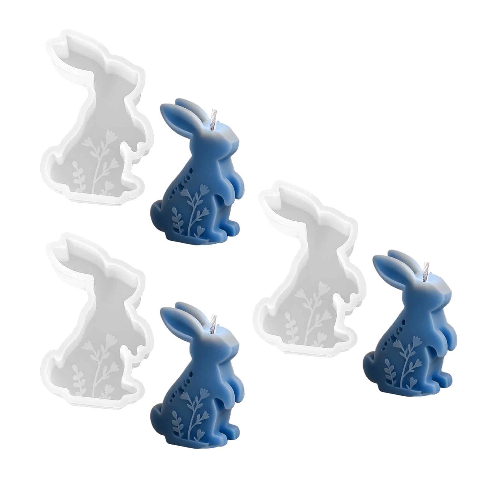 Alksubbm Embossed Flower Hare Silicone Molds Easy Demold Multipurpose Silicone for Epoxy Resin Soap Family