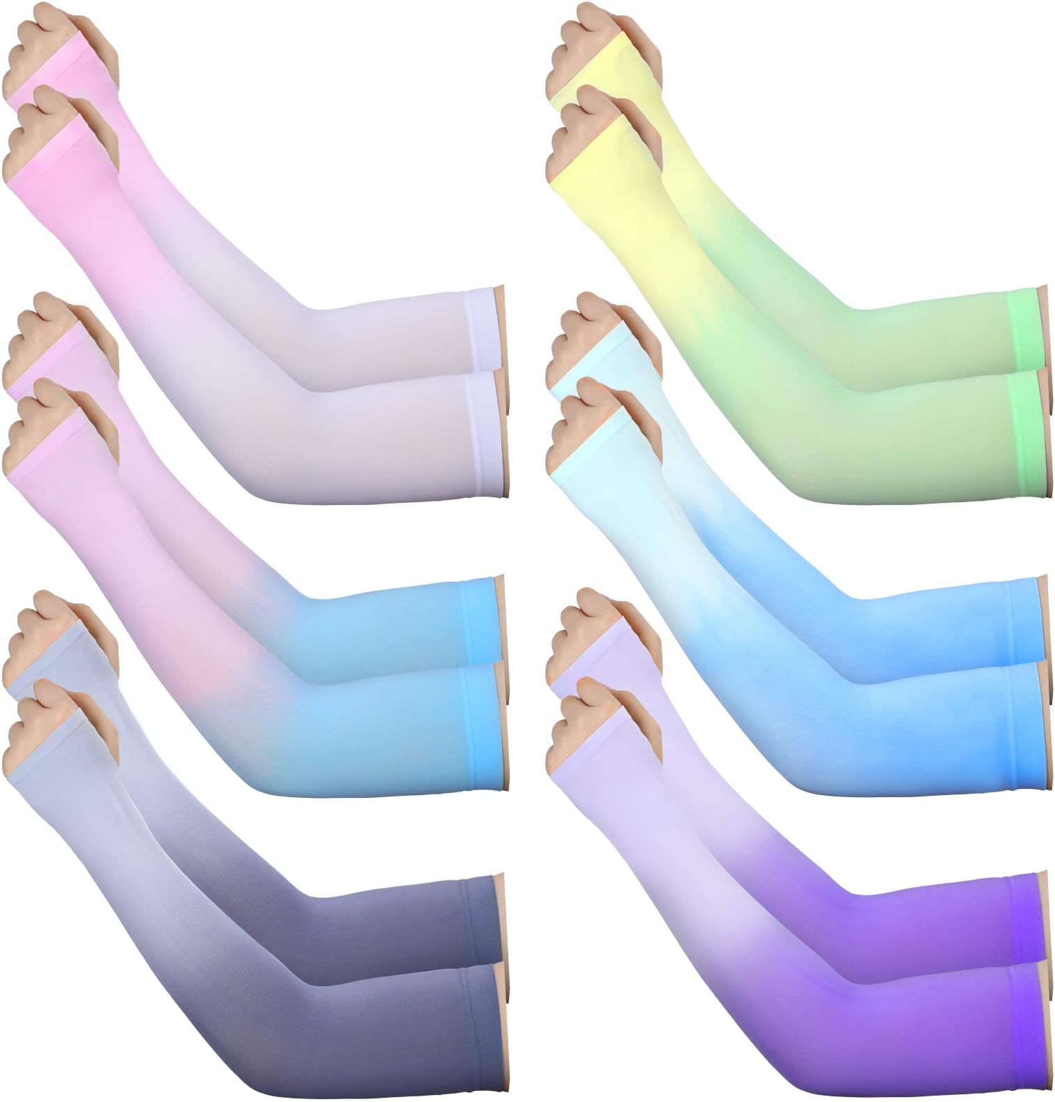 6 Pairs UV Sun Protection Arm Sleeves to Cover Arms for Women Compression Sleeves for Men