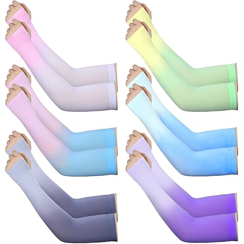 JenPen 6 Pairs UV Sun Protection Arm Sleeves to Cover Arms for Women Compression Cooling Sleeves Tattoo Sleeves for Men