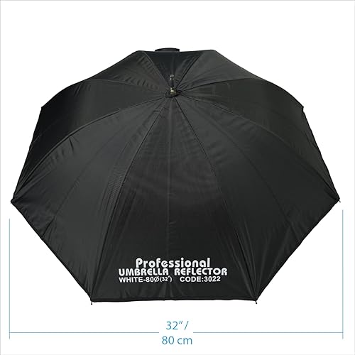 Miniatura 4 de BRITEK Paquete de 2 Paraguas reflector de estudio profesional de 32 pulgadas (31.5 in) negro + blanco con funda protectora, piezas de metal para