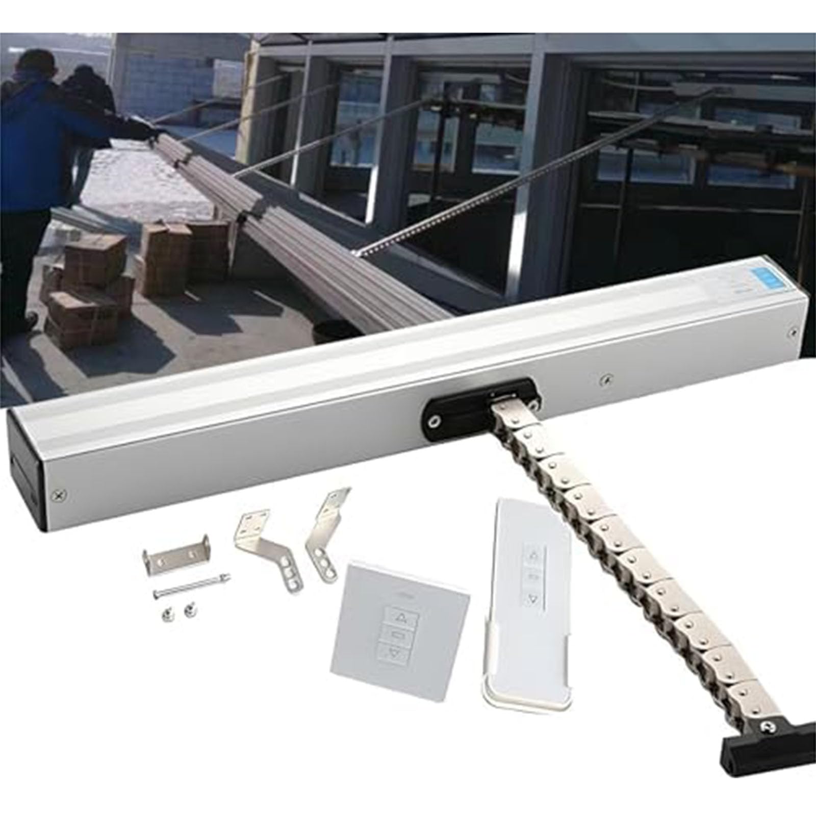 Azionatore elettrico aprifinestra con telecomando per lucernari e prese d'aria del tetto, sistema motorizzato 24V per soluzioni di automazione domestica e ventilazione