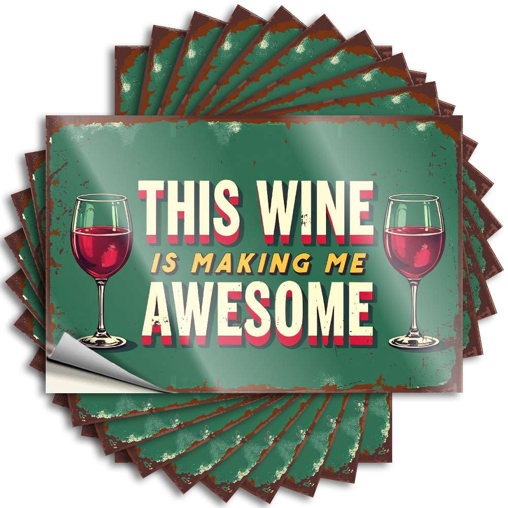 This Wine is Making Me Awesome. Crazy Quote | Tiki Bar Decor Waterproof Vinyl Garage Absorbing Removable Decal Peel Stick(6X9CM)