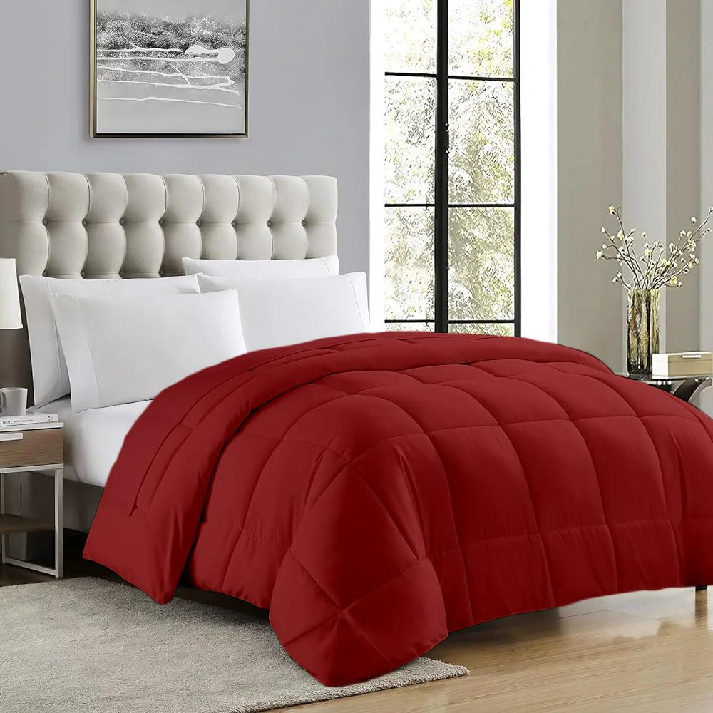 machine washable 100% cotton comforter double bed king size 400 gsm winter comforter (92 x 106 inches) blanket/quilt/rajai - king comforters | burgundy