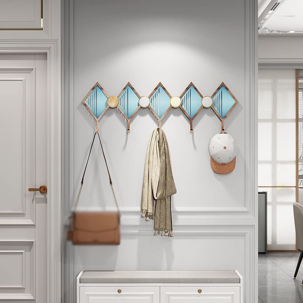 Générique Porte-Serviettes Porte-Manteau Mural Patère Losange Tenture Murale Manteau et Chapeau Chambre Salon Décoration Salle de Bain Porte-Serviettes 5 Crochets pour Couloir Rangement Manteau Croch