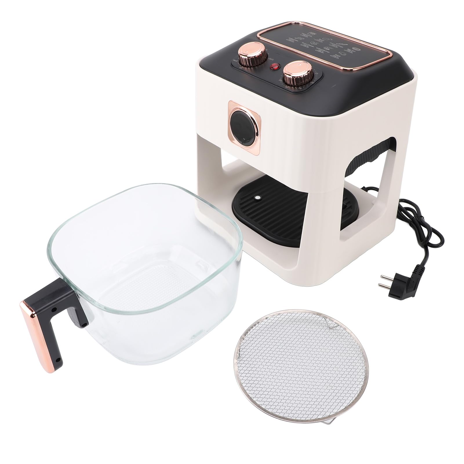 Generic Friggitrice Elettrica Ad Aria da 1000 W, Grande capacità di 6 Litri con Finestra Visiva a 360 Gradi e Controllo Intelligente della Temperatura, per Domestica, Cottura, (Spina europea bianca