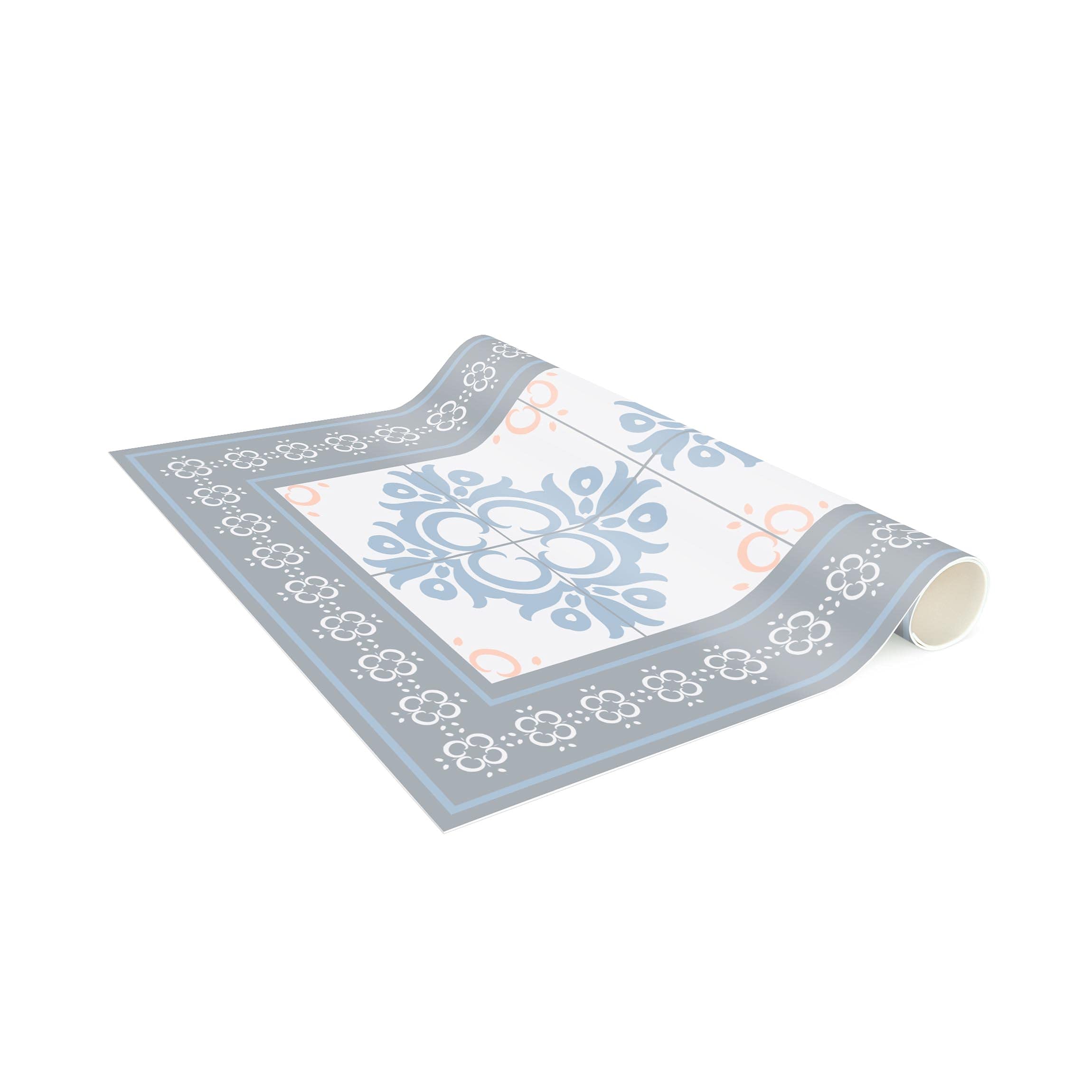 Vinylteppich nass abwischbar Muster Bodenschutz - Made in Germany - Geometrisch Fliesenoptik 2,2mm dünne Vinyl Bodenmatte Pastell Küche Flur trittsichere Matte 2858 (70x140cm)