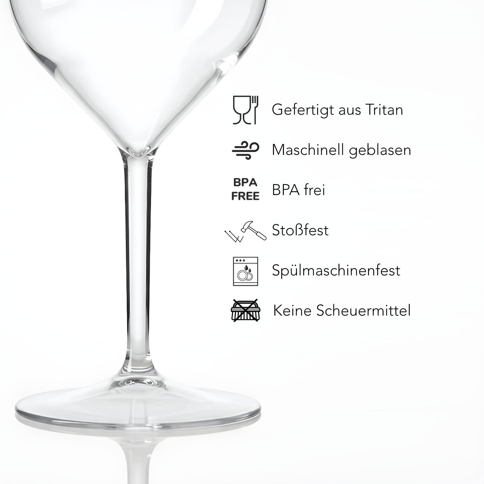 Weingläser Plastik 51cl, 6 Stück, unzerbrechlich, spülmaschinenfest, Mehrweg Aperitifgläser