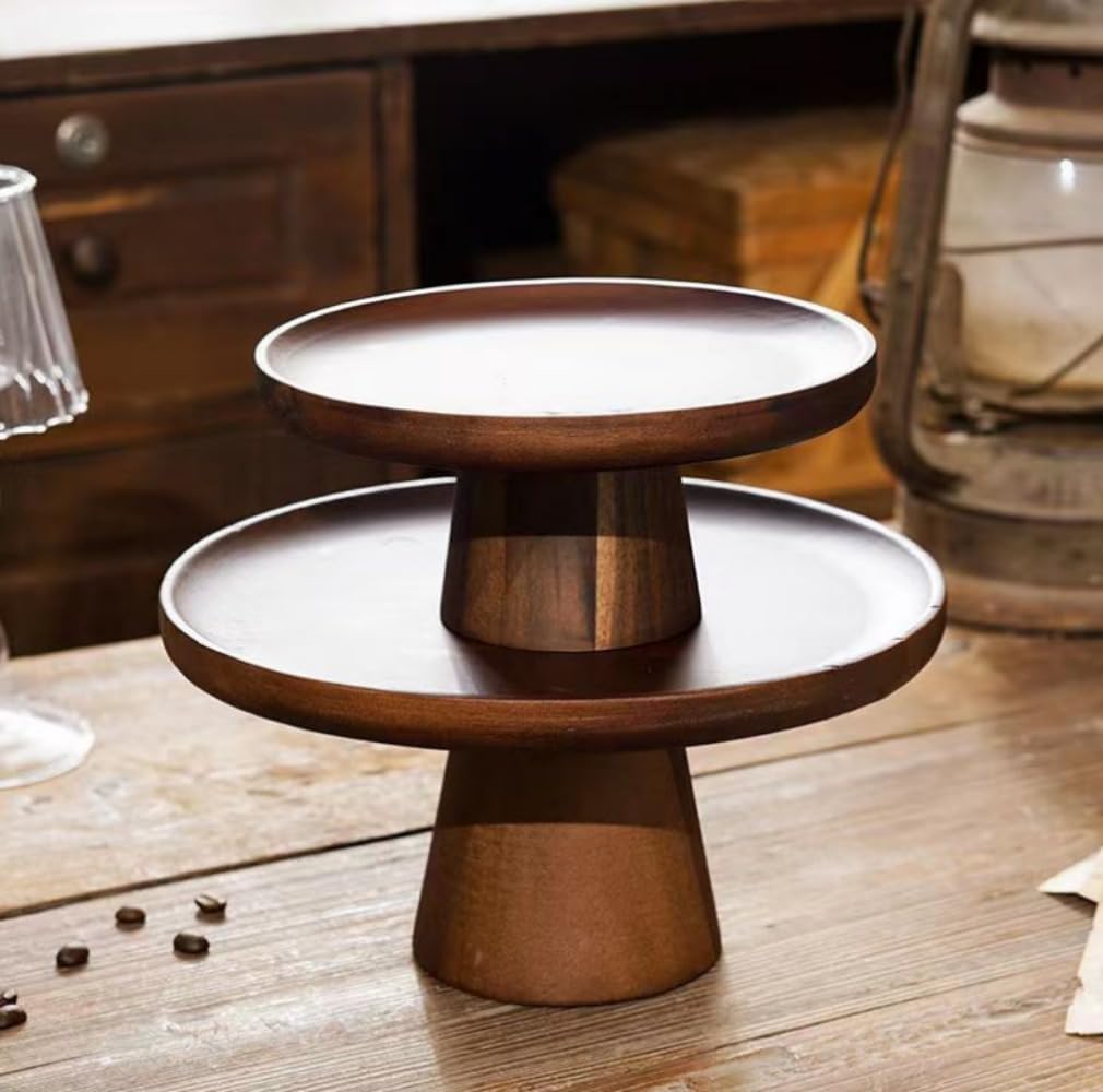 デザートトレイ ケーキスタンド ケーキトレー 木製ケーキスタンド 天然アカシア材 サービングプラッター ケーキトレー おしゃれ ボウ