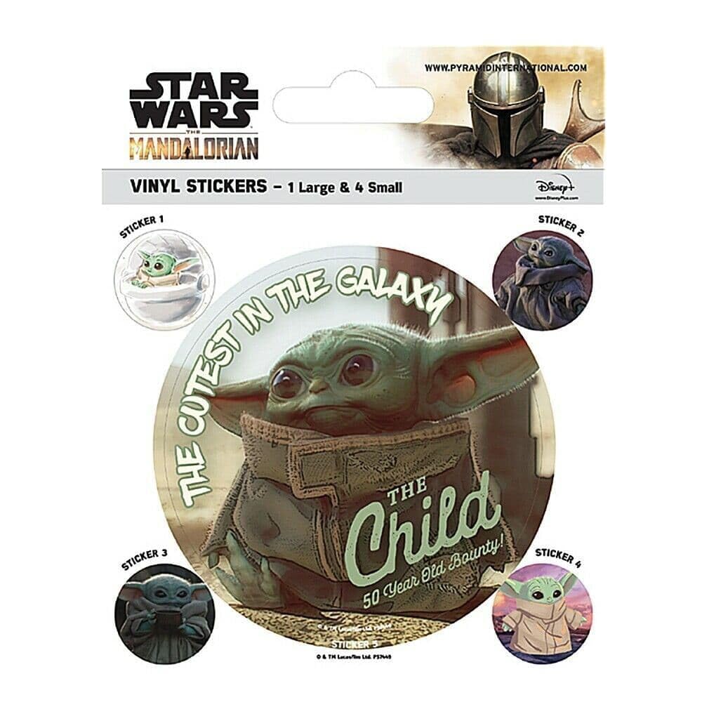 Set of 5 Genuine Star Wars The Mandalorian The Child Vinyl Stickers Gadget Decals