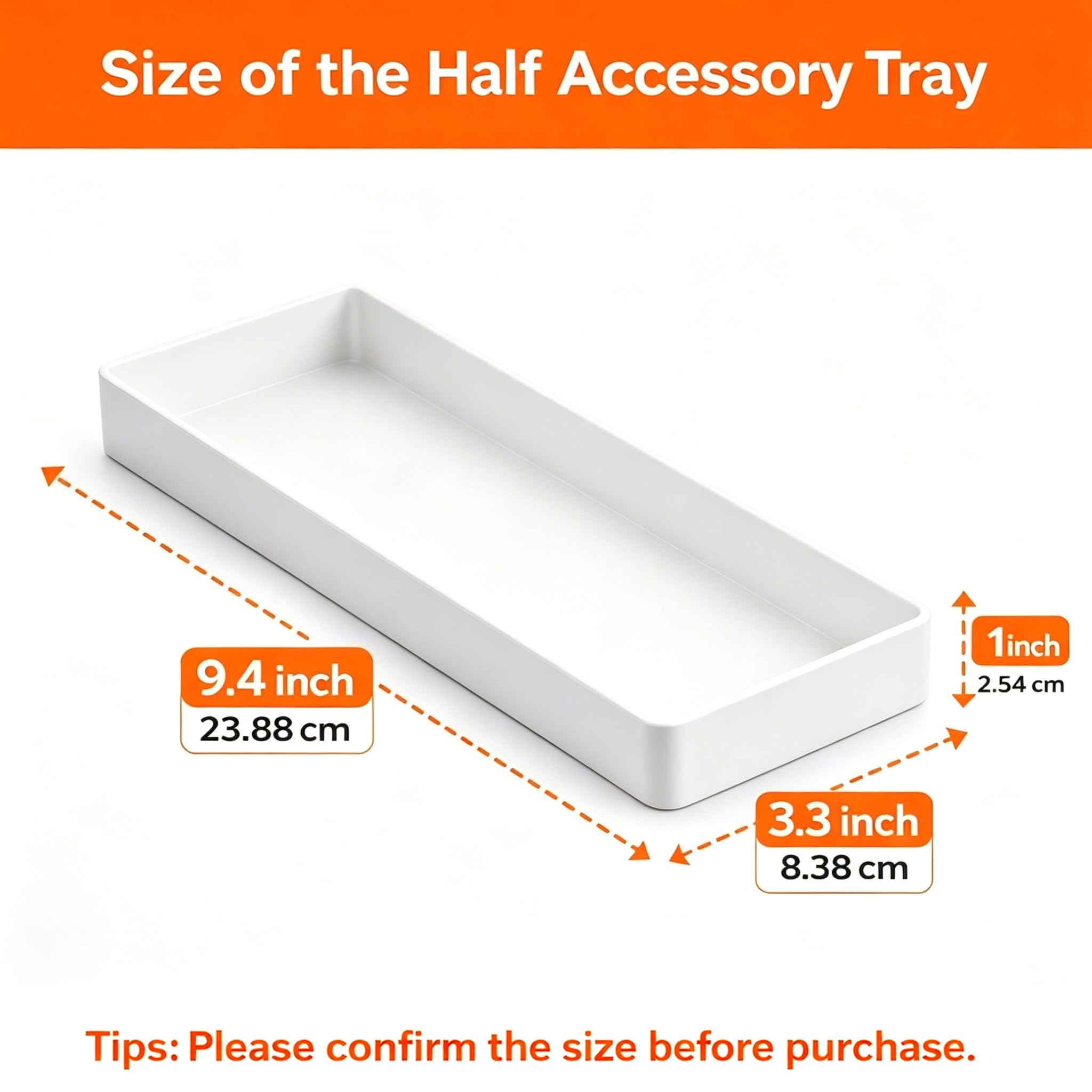Amazon Basics Organizer na biurko, prostokątny, plastikowy, wąska taca na akcesoria, kolor biały