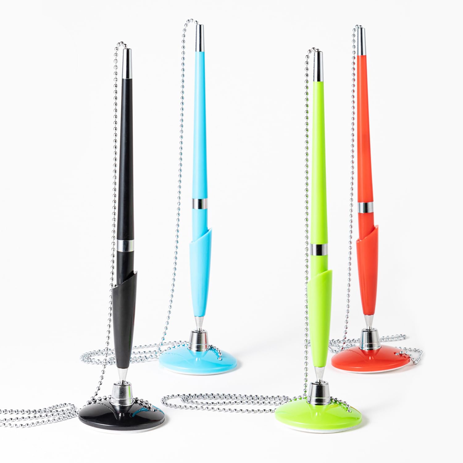 HAICN 4Pcs Pen with Chain Reception Pen Desk Set including Stand Premium Quality Standard Reception Pen Office Registration Gel Black Ink Pens for Home Office Bank Hotel - Image 3