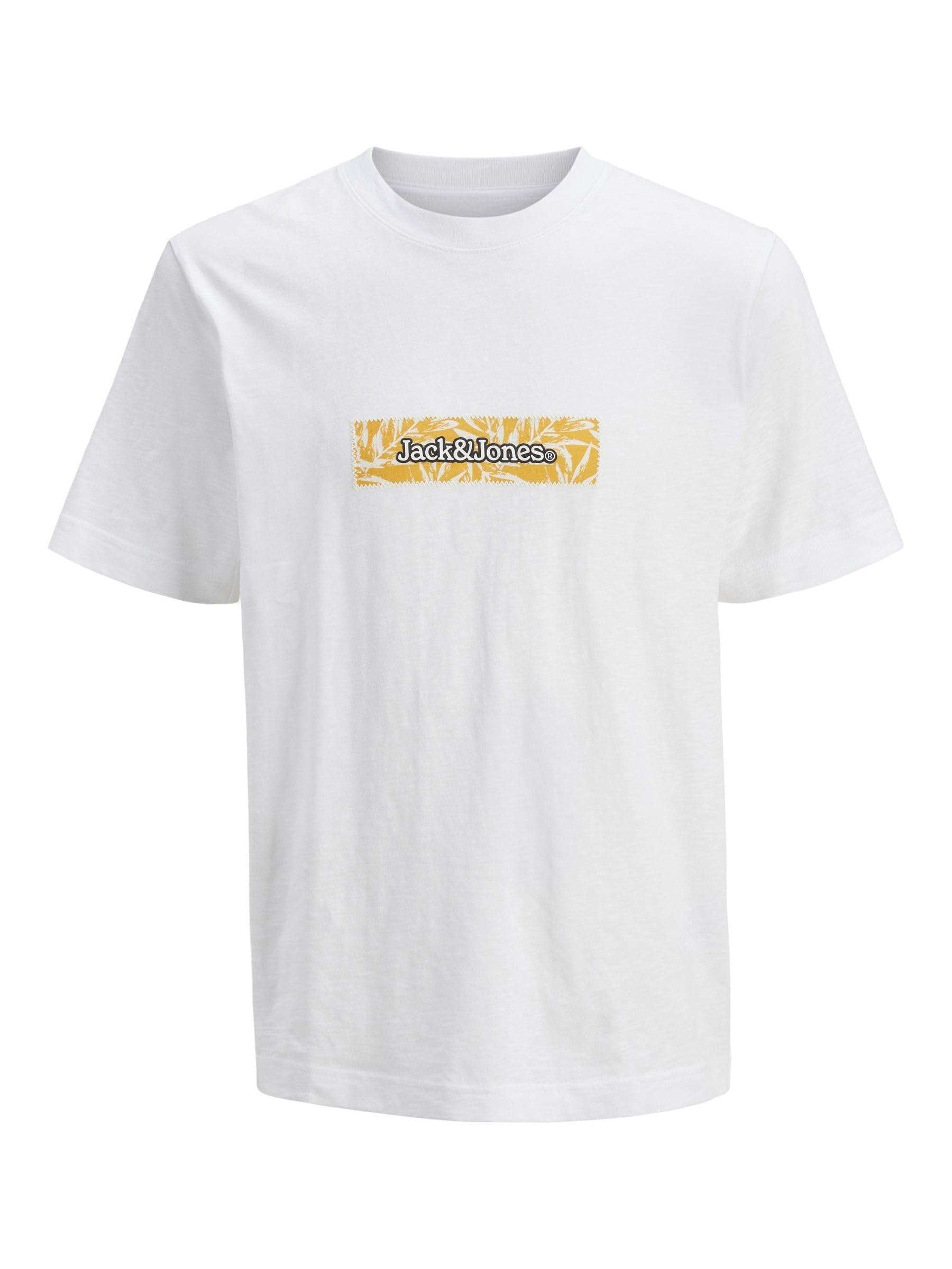 Jack & Jones Men's Bright White T-Shirt Logo Crew Neck T-Shirt, S
