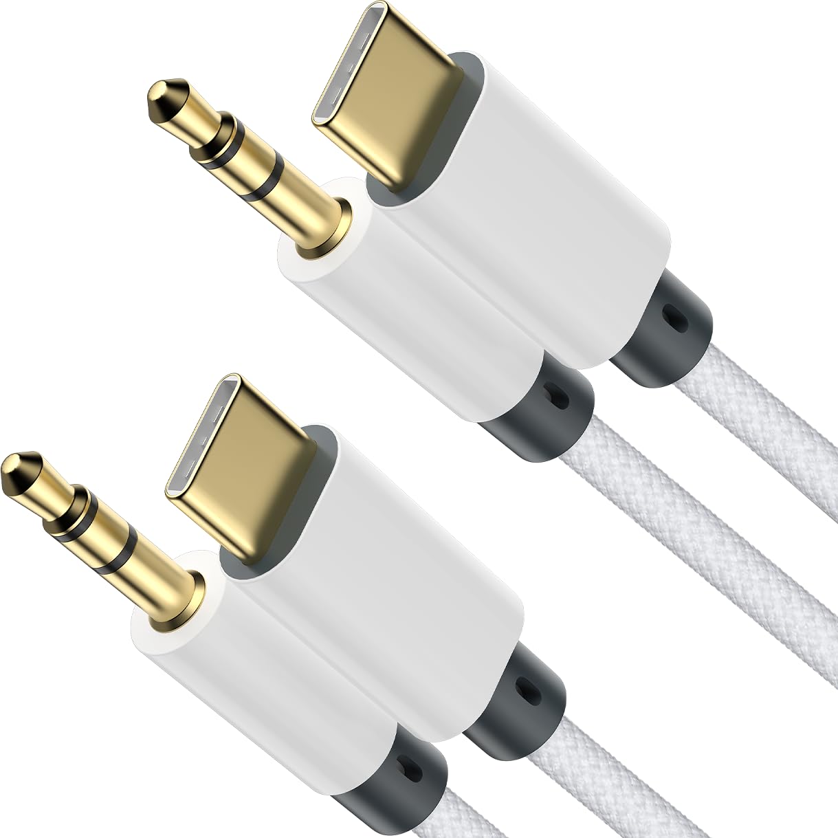 Aux to USB C, Aux Cord to USB C to 3.5mm Audio Headphone Jack Adapter [2 Pack, 4FT], Hi-Fi DAC Dongle Aux Cord Compatible with iPhone 17/16/15 Pro Max, Samsung S25/S24/S23, iPad Pro, Pixel, Car Stereo