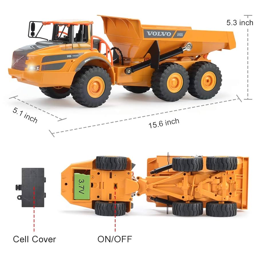 VOLVO A40G 無線リモコン ダンプトラック Amazon.com: DOUBLE E Volvo RC Dump Truck Toy for Kids