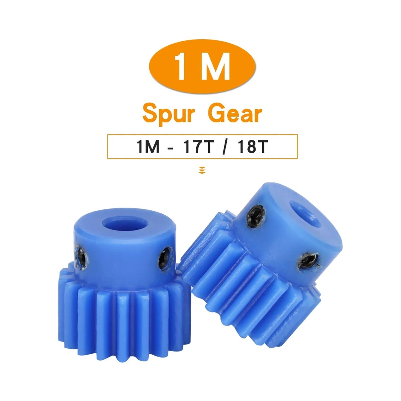 Bevel Gear Pinion Hardware Mechanical 1M-17T/18T Blue Spur Gear Teeth Height 10mm Total Height 18mm Bore Size 4/5/6/6.35mm Transmission Accessories(18 Teeth-6mm)