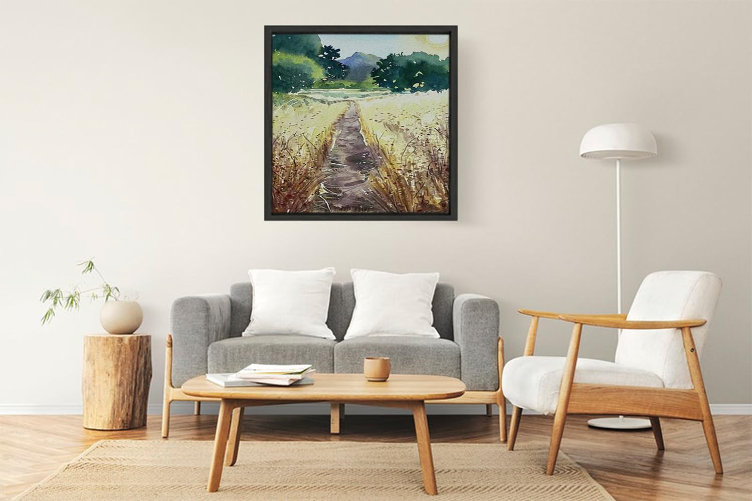 VERRE ART Printed Framed Canvas Painting for Home Decor Office Wall Studio Wall Living Room Decoration (22x22inch Black Floater) - The Trail to Malibu Creek Print