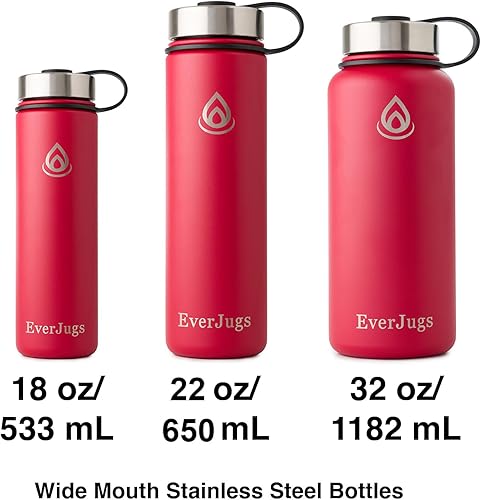 Miniatura 7 de EverJugs Botella de agua de 32 onzas, boca ancha, tapa de acero inoxidable de alta calidad, doble pared aislada al vacío, taza térmica, botella de