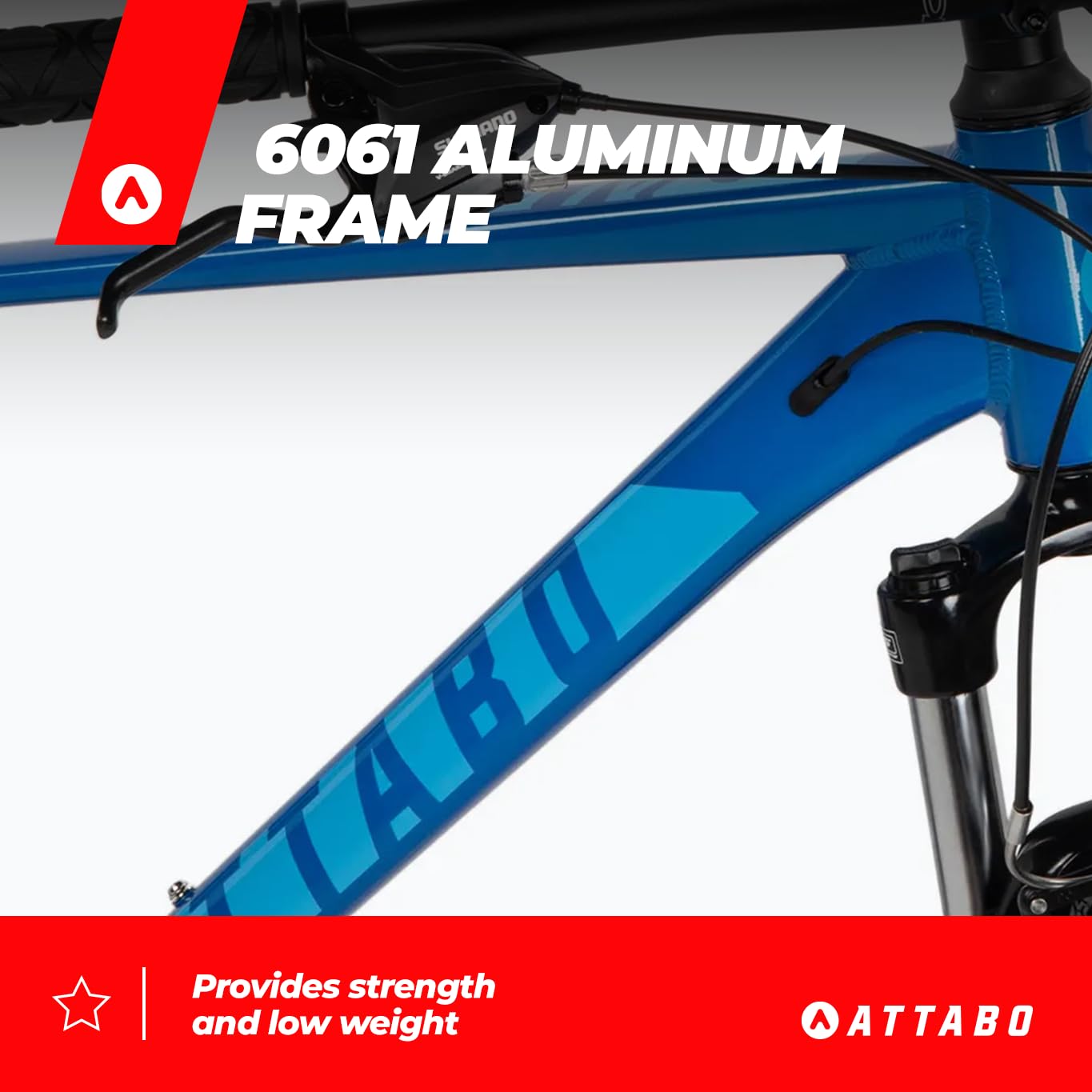 ATTABO Bicicletta da Uomo ALPE 1.0 Mountain Bike con Telaio in Alluminio Manubrio ergonomico da 17|19|21" Bici Uomo con Ruote da 29" Sella Regolabile Deragliatore a 21 velocità Colore Blu|Rosso