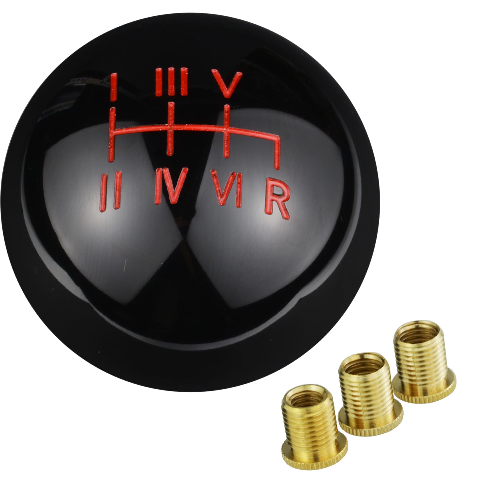 Temzzer 6 Speed Gear Knob Resin Shifter Head Shift Lever Handle Weighted for Most Manual Automatic Vehicles Cars M10x1.5 M10x1.25 M8x1.25 (Black, Red)