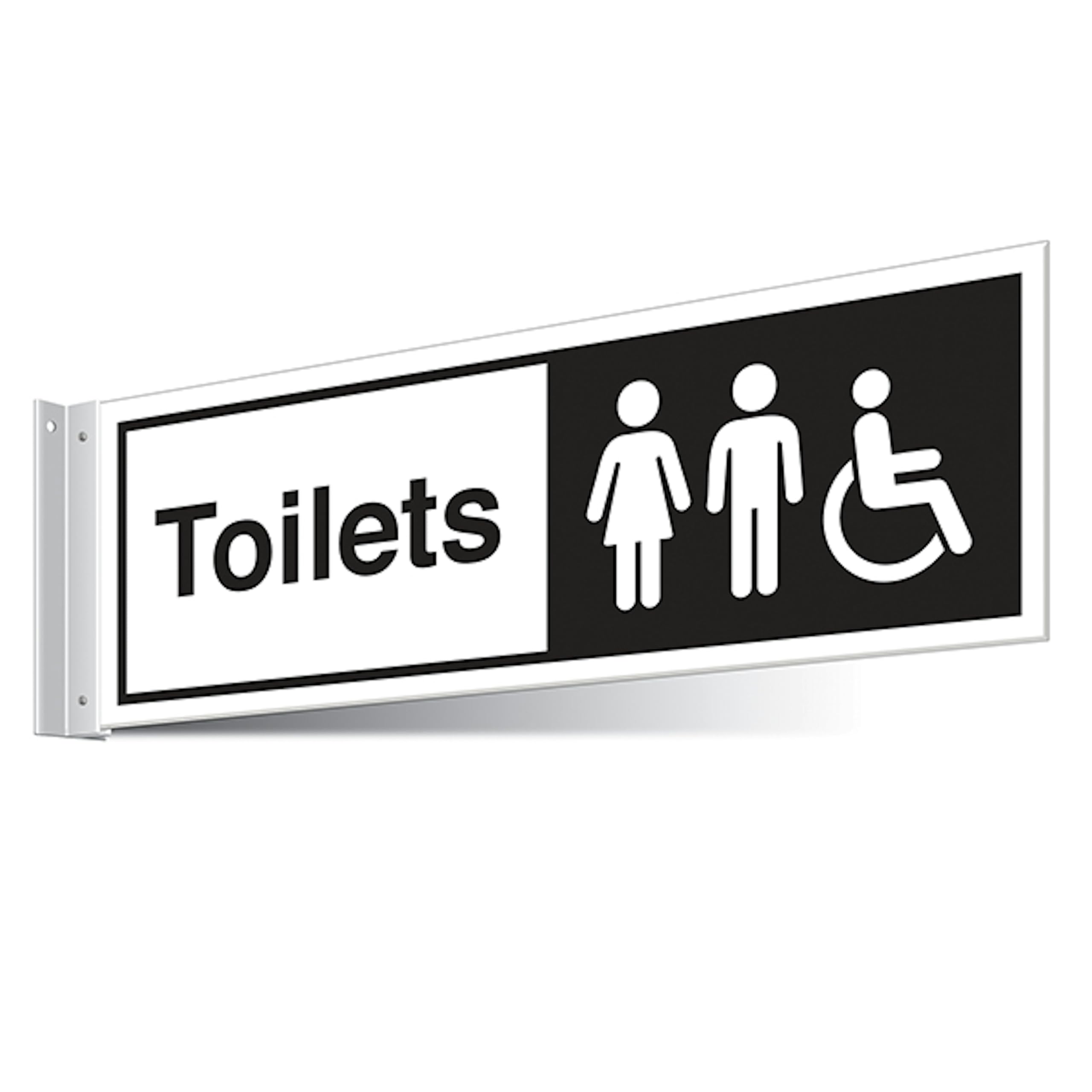 V Safety Unisex/Disabled Toilets Corridor Sign - Landscape 450 x 150 mm - 3mm Indoor Palboard Safety Sign