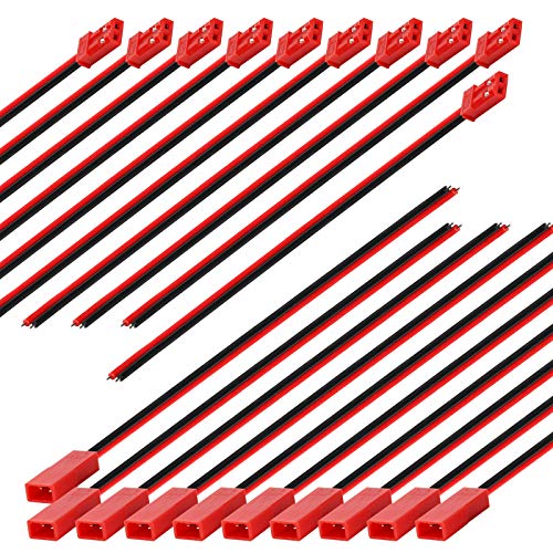 Allytech 22AWG 5.9 inch 2 Pin 10 Pairs JST Male Female Connector Wire Cord for LED Lamp RC Toys Lipo Battery Planes Cars
