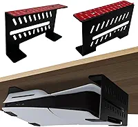 Suporte embaixo da mesa para PS5 Slim/PS5, suporte sob mesa de alumínio compatível com PlayStation 5/PS5 Slim Disc e console digital sem furadeira (preto)