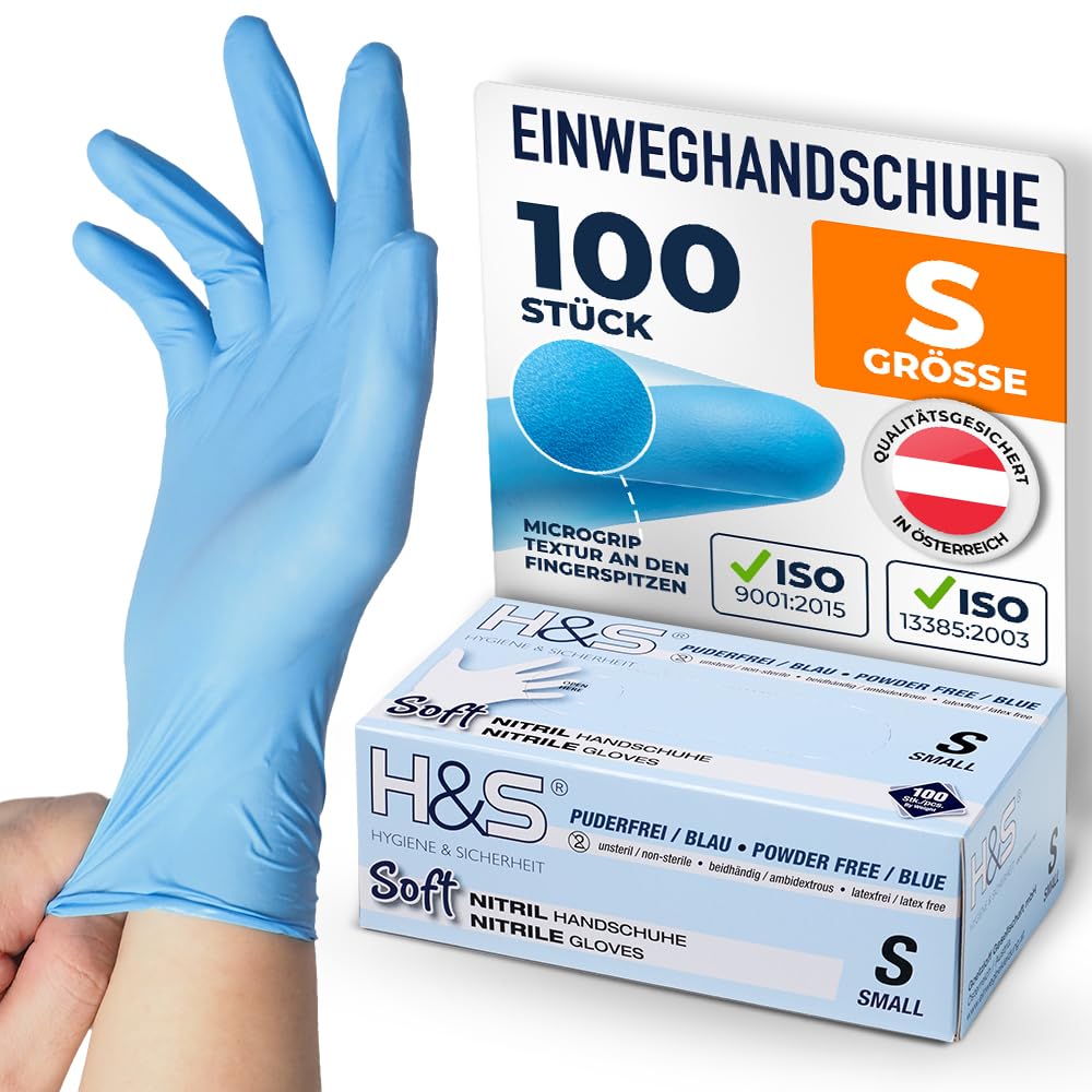 ISC Hygiene & Safety Einweghandschuhe Nitril – Blau, S, 100 Stück