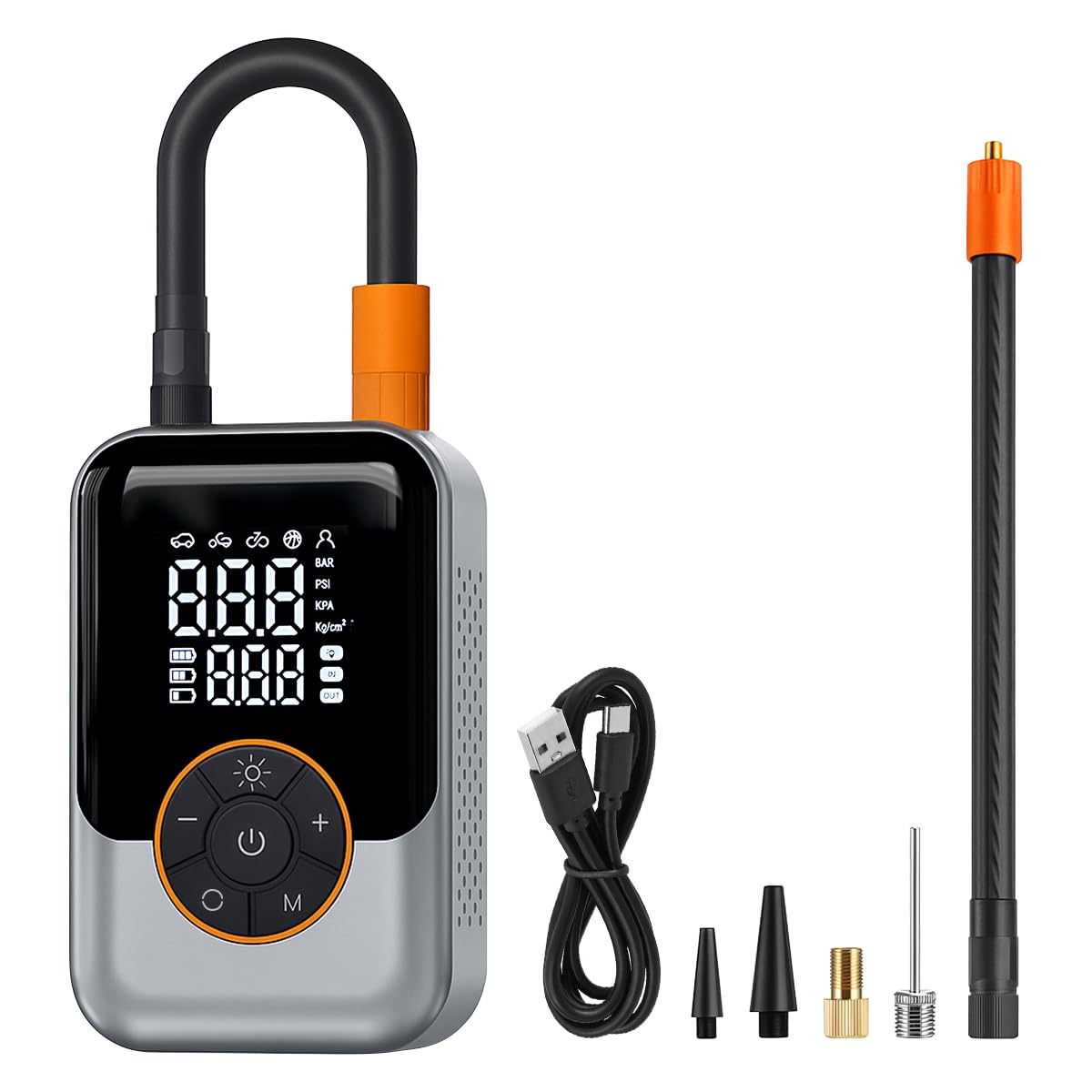 Cordless Car Tire Inflator, Portable Dual Digital Screen Display Vehicle Air Compressor, Mini Pressure Gauge Auto Electric Tires Air Pump, Universal for Motorcycle Bicycle Balls