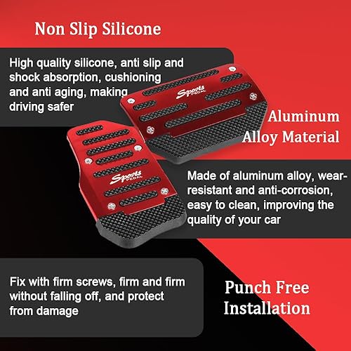Miniatura 5 de Zufoty 2 almohadillas antideslizantes de aleación de aluminio para automóvil, pedal de freno de automóvil, cubierta de almohadilla de pedal de