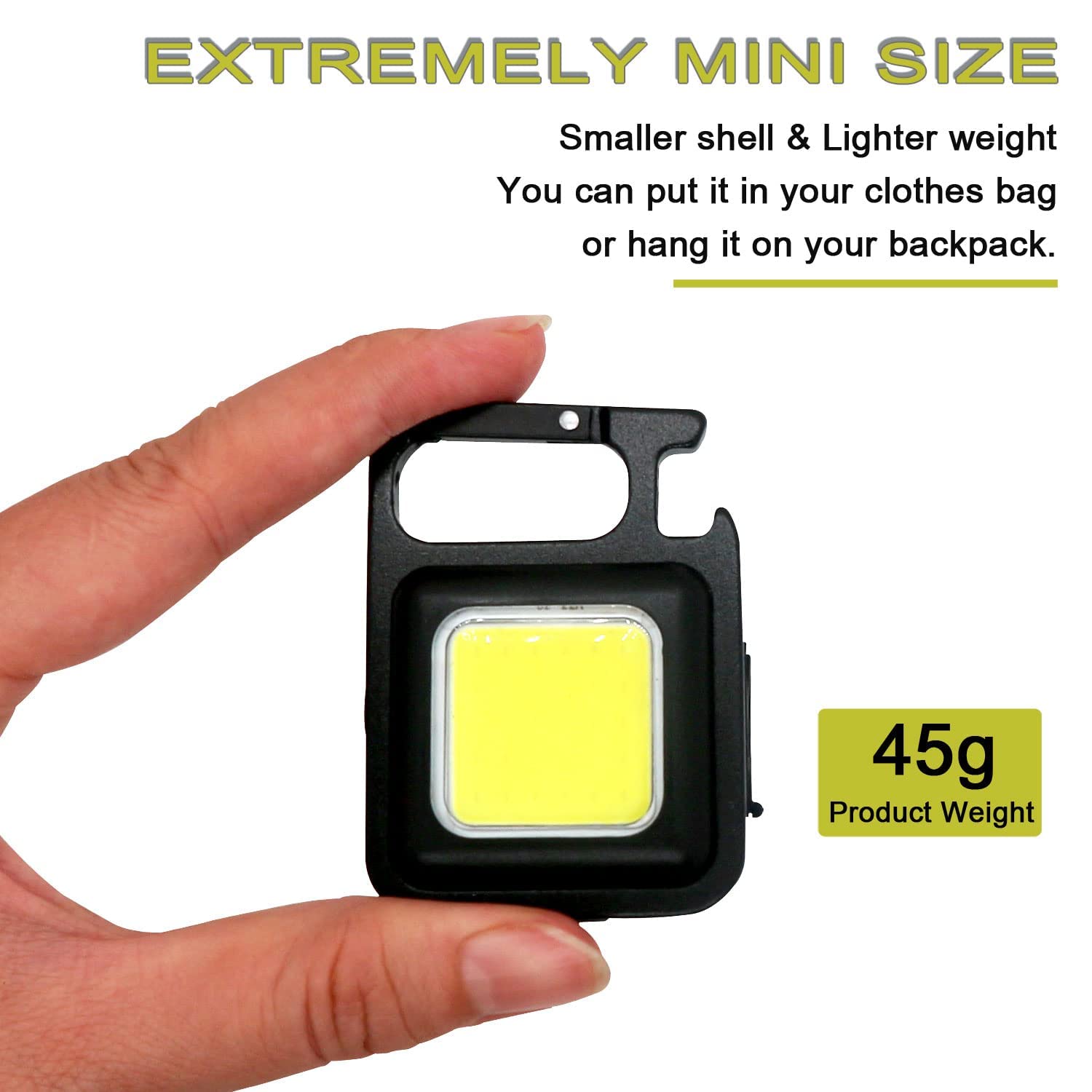 VYNEX Portable USB Rechargeable Keychain Flashlight | Mini LED Work Light | 45g Lightweight Pocket Torch | Compact Black Emergency Light (Pack of 2) 1