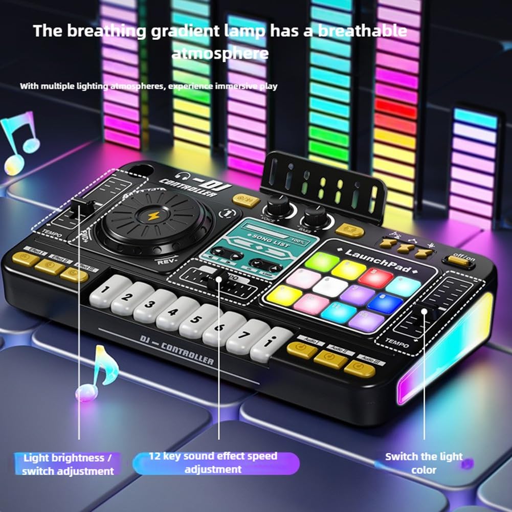 Mixer DJ per Bambini Strumento Musicale Pianoforte Elettronico Tastiera con Microfono Giocattolo per Bambini Regalo di Compleanno per Bambini Set da Gioco per Feste