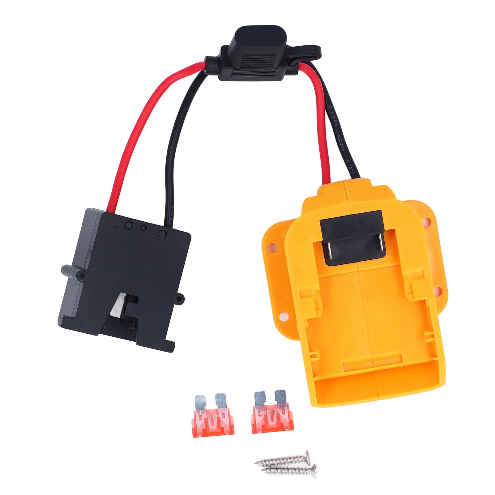 YWBL-WH 18V Battery Adapter Compatible Connector Kit, Durable Safe Power Converter with Harness Switch and 12AWG Wire for Riding Toys Outdoor ABS Black 1 Pack