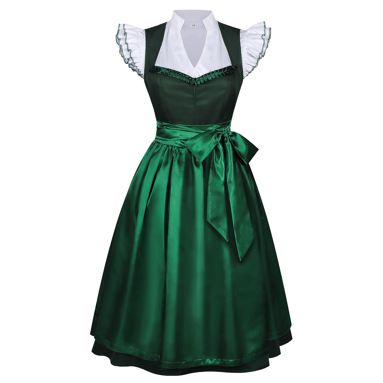 Oktoberfest Dirndl Damen Lang Dirndl Bluse Dirndlschürze Trachtenkleid 3 Teilig Herzausschnitt Oktoberfest Damen Outfit Trachten Dirndl-Komplettsets Dirndlkleid Elegant Trachtenrock Dirndlrock