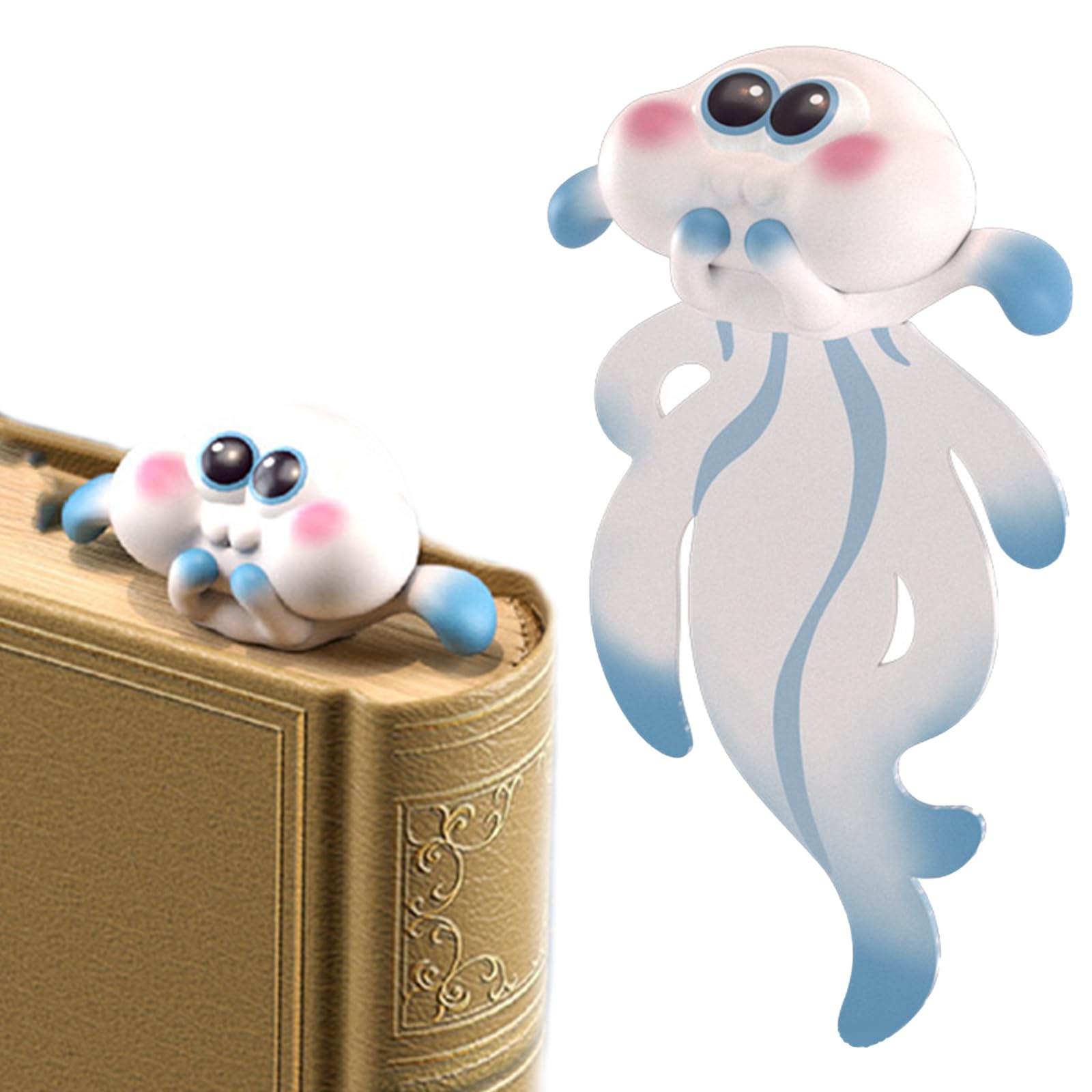 WOOXDYUK Marcapáginas para niños, marcador de libro de jellyfish, divertidos animales de dibujos animados en 3D, regalo divertido también, pequeños marcadores regalos para los amantes de los libros