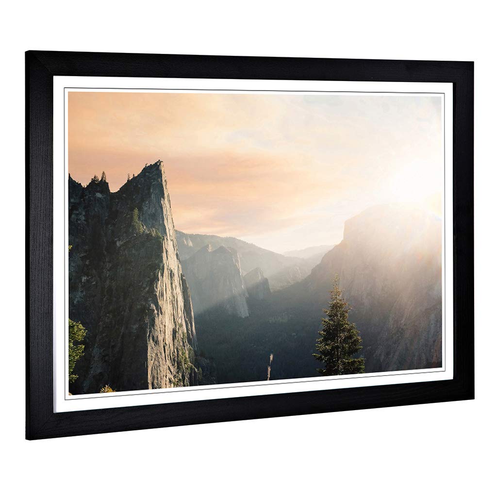 Big Box Art Framed Print of Landscape Sunlight Over Mountains Design | Wall Art Picture | Home Decor for Kitchen, Living Room, Bedroom, Hallway, Black, A2 / 24.5x18 Inch / 62x45cm