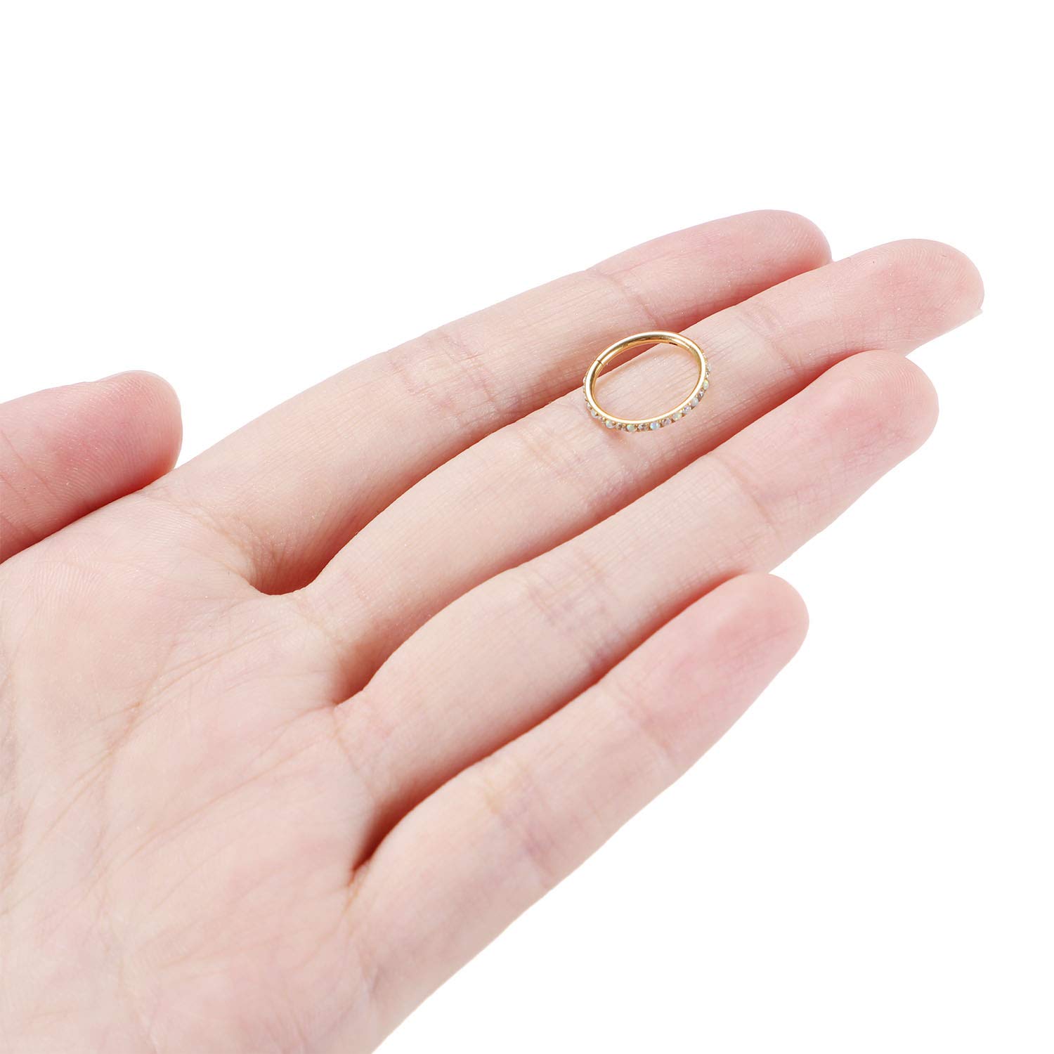 AROWRO 20G 18G 16G 14G CZ Nose Septum Rings Cartilage Conch Earring Hoop 316L Surgical Steel Conch Daith Helix Tragus Piercing Jewelry Septum Clicker for Women Men — view 3