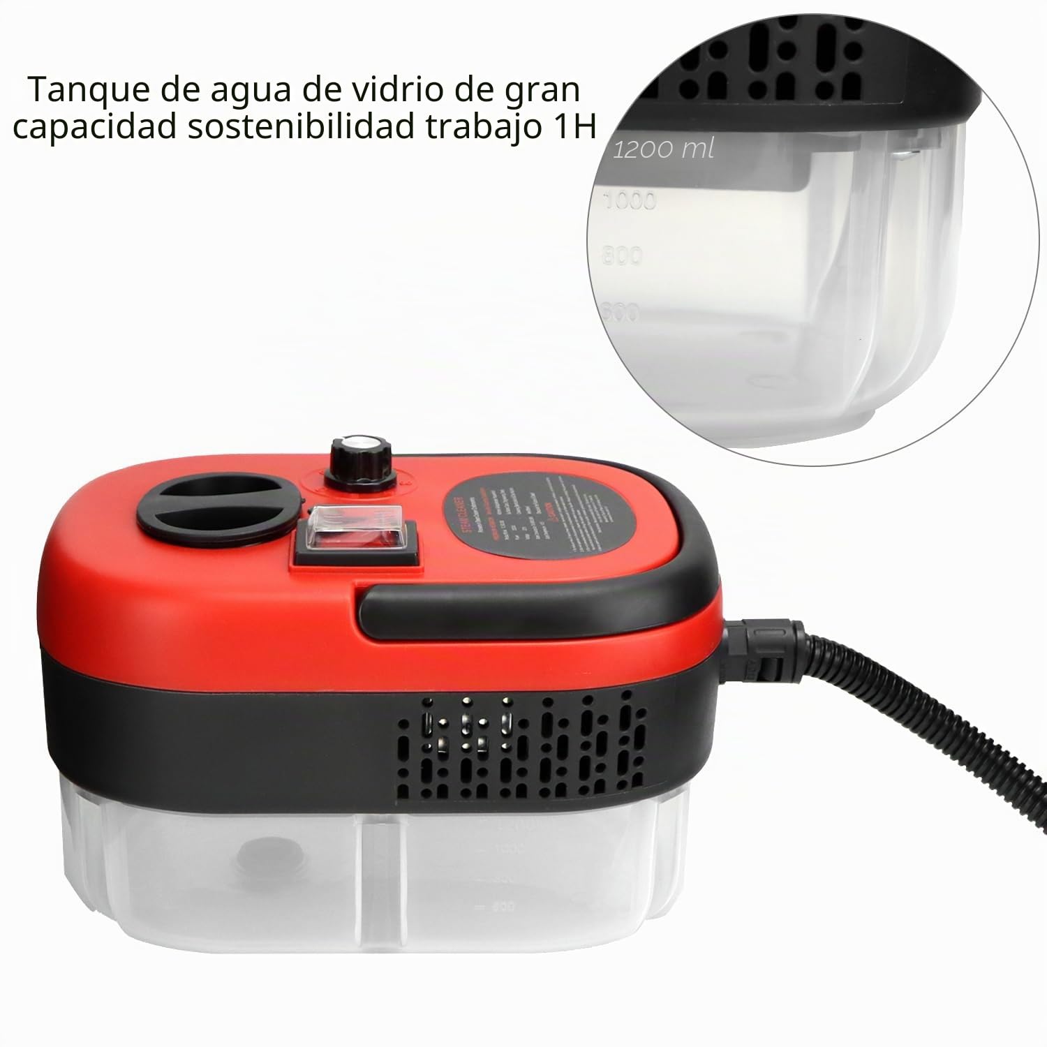 QWORK® Limpiador a vapor 2500w, limpiador de vapor de mano con cabezales de cepillo, para cocina, baño y garaje
