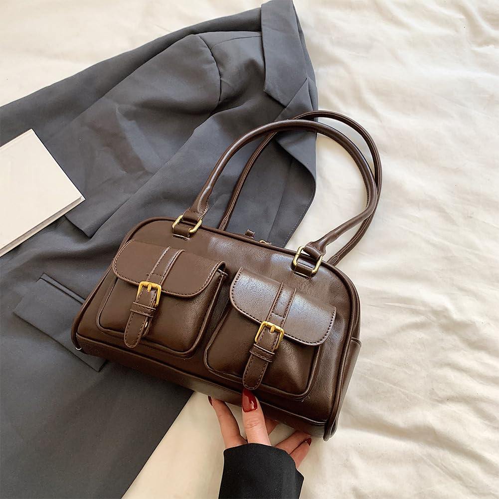 Sac à bandoulière en cuir synthétique pour femme, double poche, fourre-tout Boston