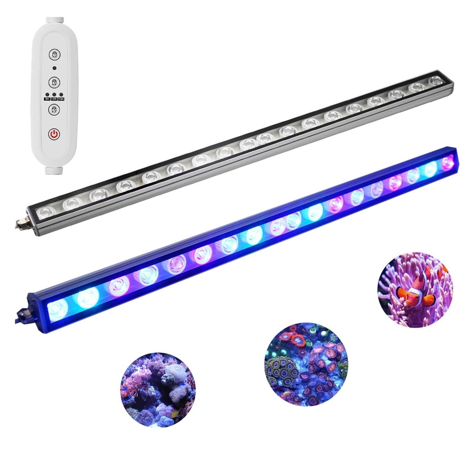 Oświetlenie rafowe LED, Wodoodporna dioda LED do akwarium drążek barowy 25W/35W/45W niebieski Plus stosunek kolorów UV morskiego oświetlenie rafy koralowej z zegarem(85cm Blue UV)