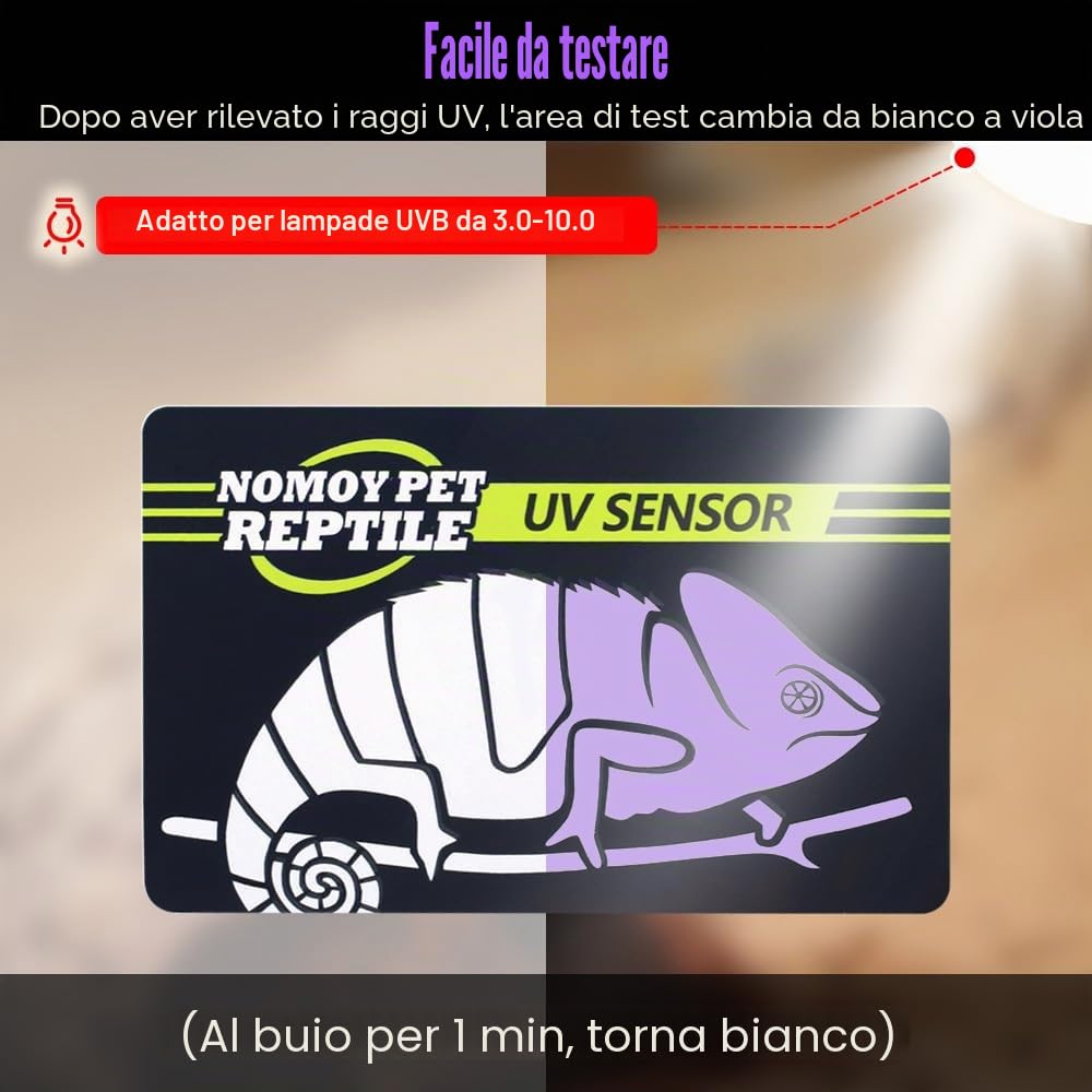 DONGKER UVB Tester Card,2 Pezzi Scheda Rettile UV Tester 500 Volte Riutilizzabile per UVB Reptile Lampadina Lampada Luce