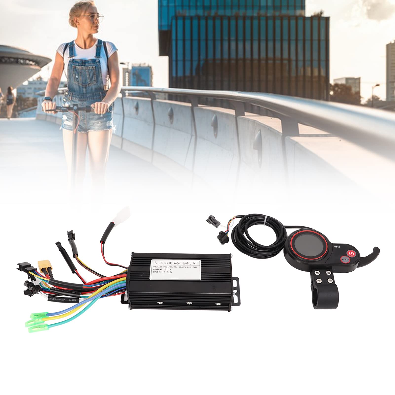 BuyWeek Kit Controller Motore brushless per Scooter Elettrico KUGOO M4, Controller brushless per Scooter Elettrico 24V 36V 48V V889 Set misuratore Display LCD