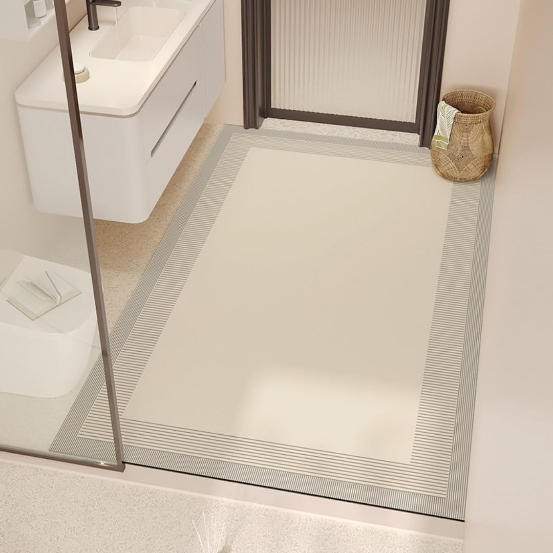 Tappetino da bagno in diatomite, antiscivolo, per cucina e doccia, grande, grigio, 120 x 150 cm, ad asciugatura rapida, assorbente, ideale per bagno e vasca da bagno