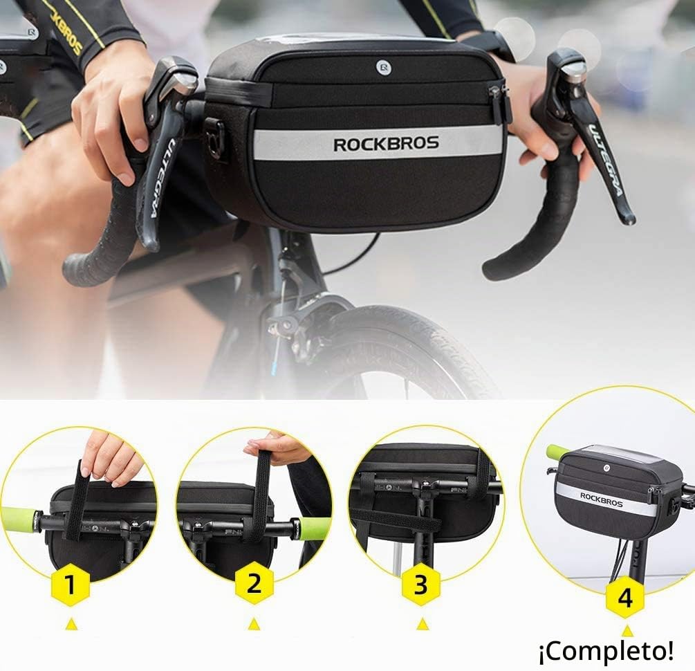 ROCKBROS Bolsa Móvil con Pantalla Táctil Bolsa Manillar de Ciclismo MTB Accesorio de Gran Capacidad para Teléfono Debajo de 6.5’’ para Bicicleta Montaña Carretera