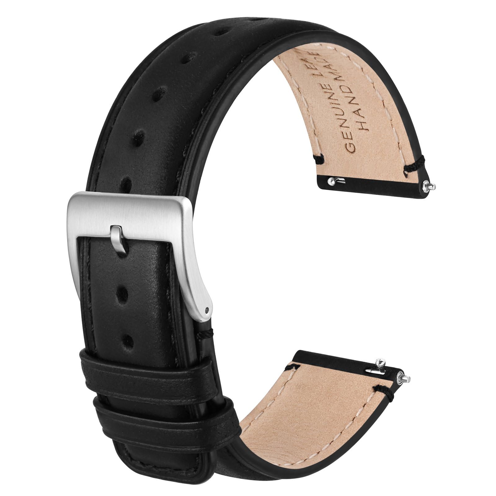 ANBEER Cinturino per orologio in vera pelle, cinturino a sgancio rapido con fibbia in acciaio inossidabile, misure disponibili 18mm,20mm,22mm,24mm
