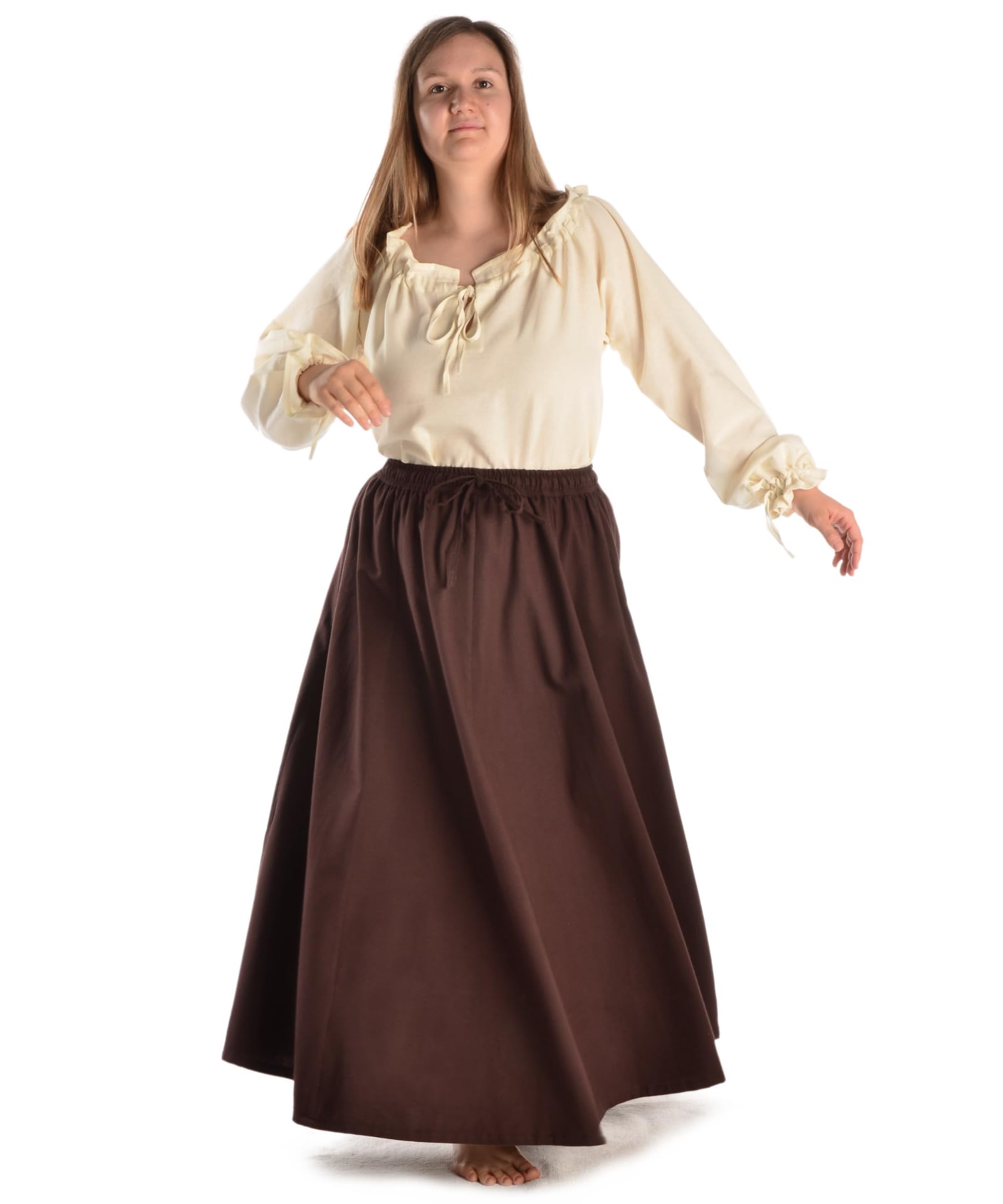 HEMAD Medieval Skirt - Duzabel - Long - Pure Cottton - LARP Clothing - Brown XXL/XXXL