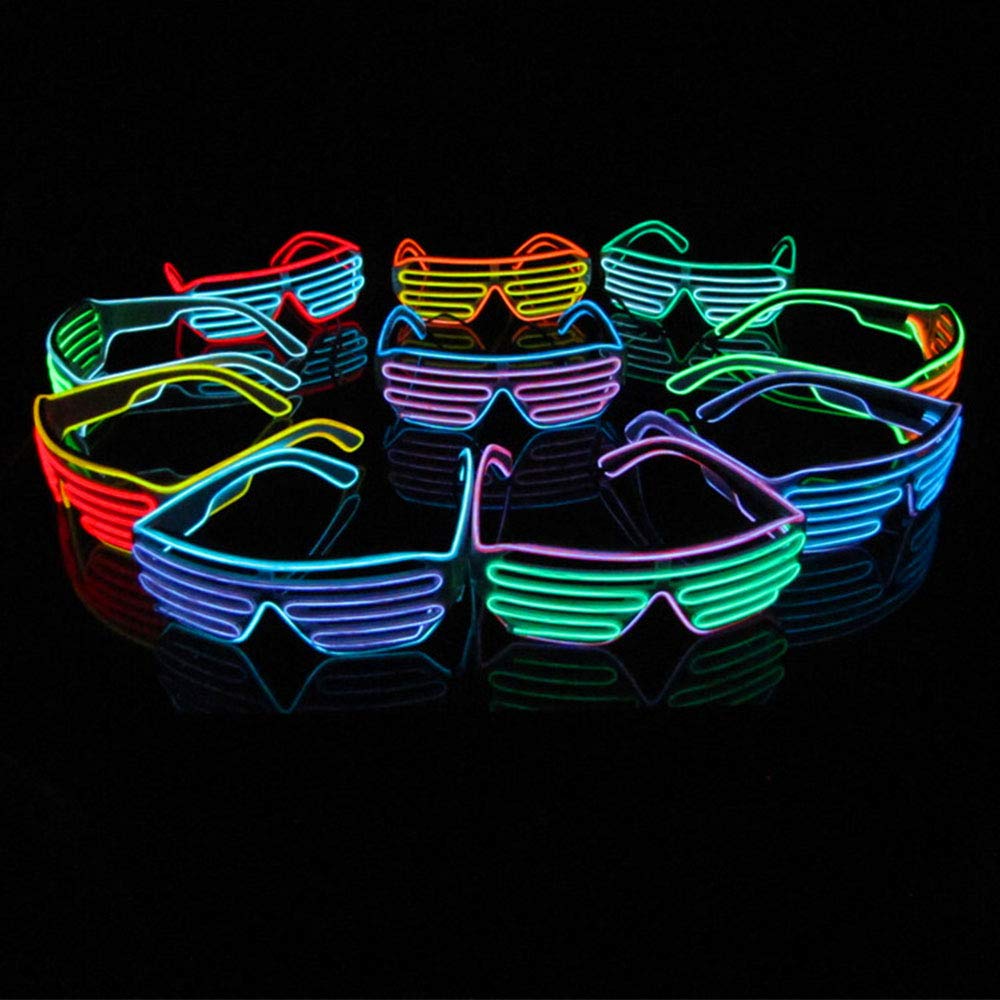 LERWAY EL Wire Light Up Glasses, LED Shutter Glow Glasses for Rave 80s