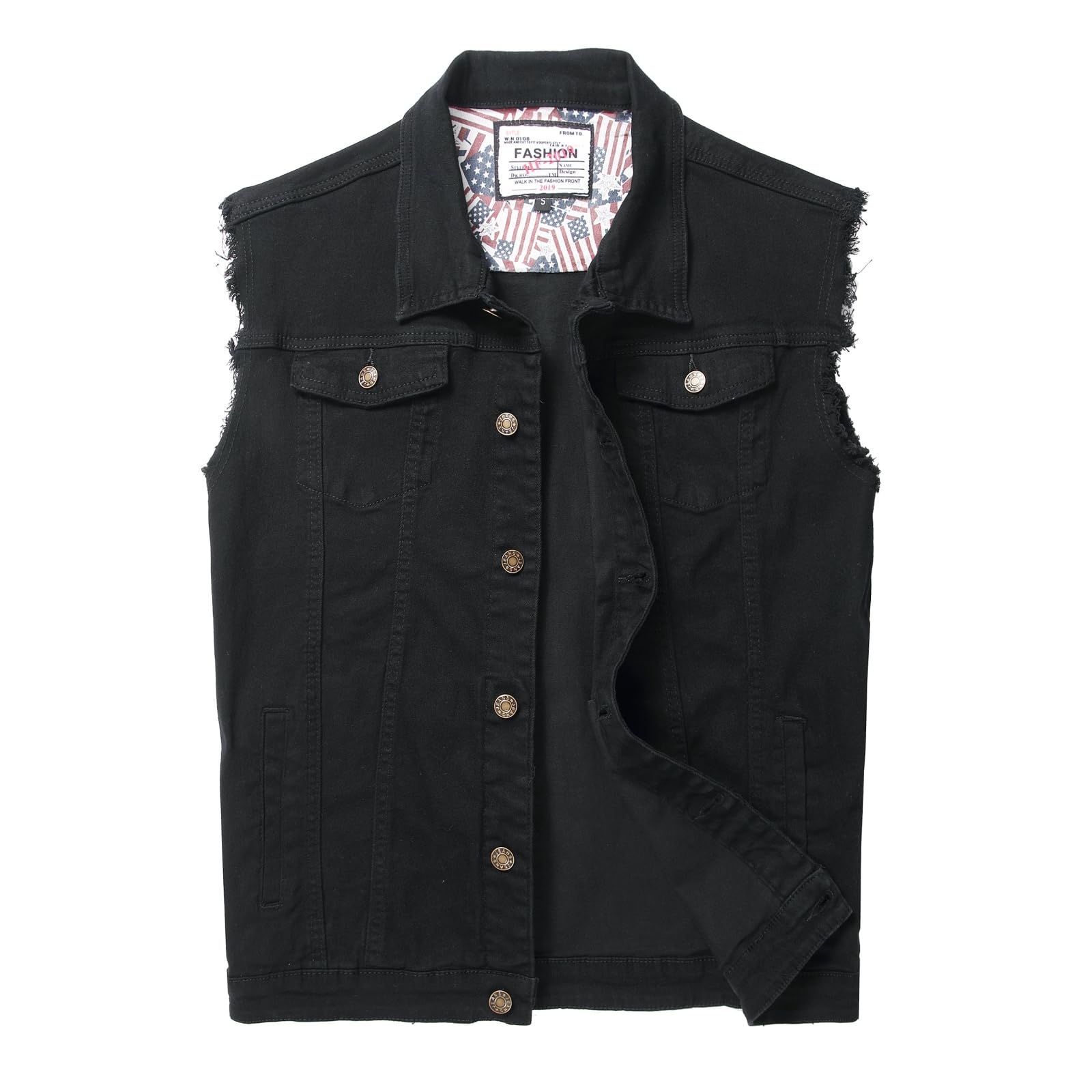Black Denim Ripped Denim Vest Sleeveless Olyvenn Men's Denim Vest