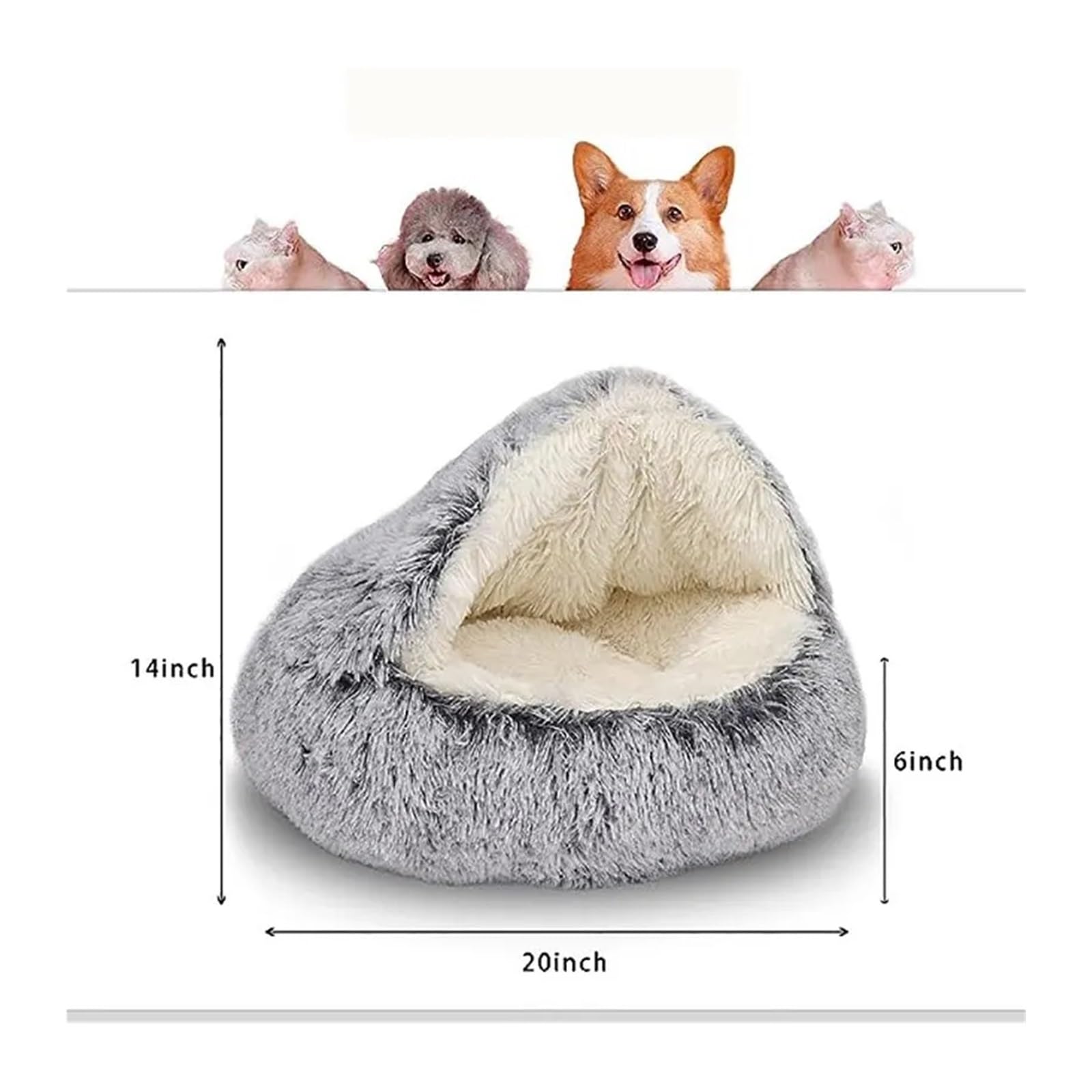 Soft Plush Pet Bed With Cover Round Cat Bed Pet Mattress Warm Cat Dog 2 In 1 Sleeping Nest Cave For Small Dogs