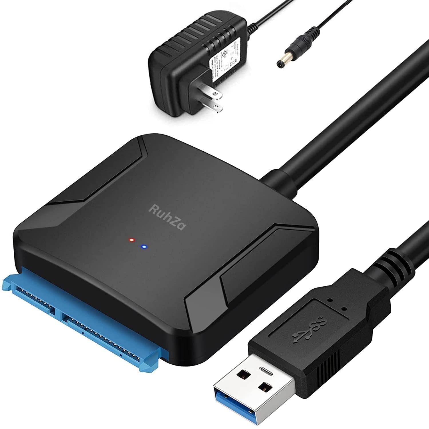 RuhZa SATA To Usb 3.0 Cable Sata III Hard Drive Converter For 3.5/2.5 Inch HDD/SSD Support Uasp (With External 12V/2A Power Supply) BLACK RT-USBNST-01 (B0C7QTZYH9) Amazon Price History, Amazon Price Tracker