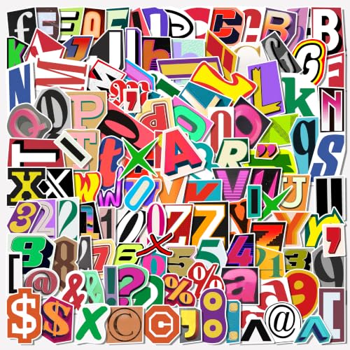 Image of Ransome Word Colorful Alphabet Pack of 80 Vinyl Waterproof Stickers for Laptop, Water Bottle, Journal, Notebook, Phone Case, Helmet & Luggage | Typography Letter, Symbol & Decorative Decal Pack